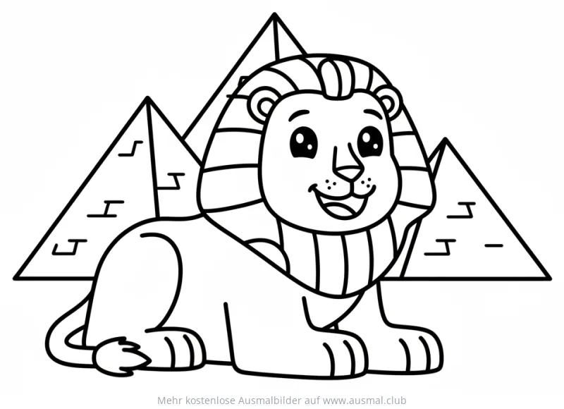 Löwe mit Menschenkopf vor Pyramiden Ausmalbild