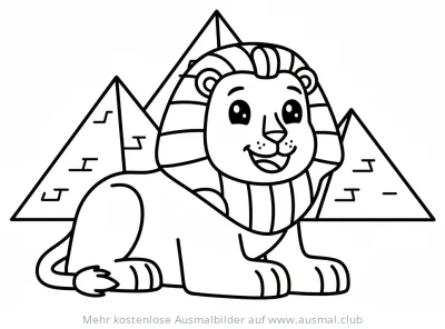 Löwe mit Menschenkopf vor Pyramiden Ausmalbild