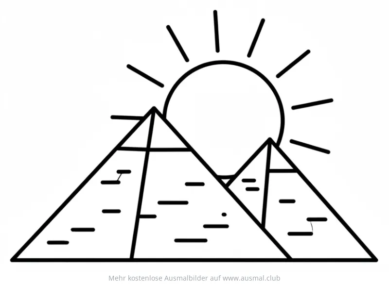 Pyramiden mit Sonne Ausmalbild