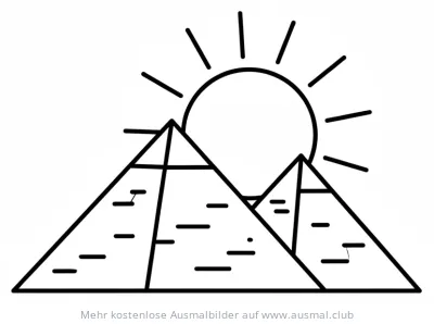 Pyramiden mit Sonne Ausmalbild