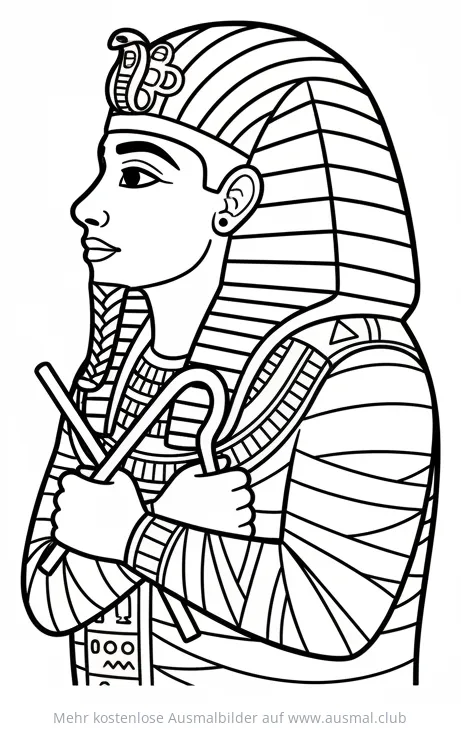 Tutanchamun Ausmalbild im Profil
