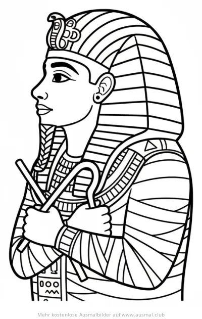 Tutanchamun Ausmalbild im Profil