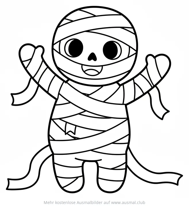 Freundliche Mumie mit Bandagen Ausmalbild