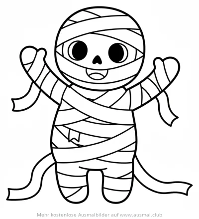 Freundliche Mumie mit Bandagen Ausmalbild