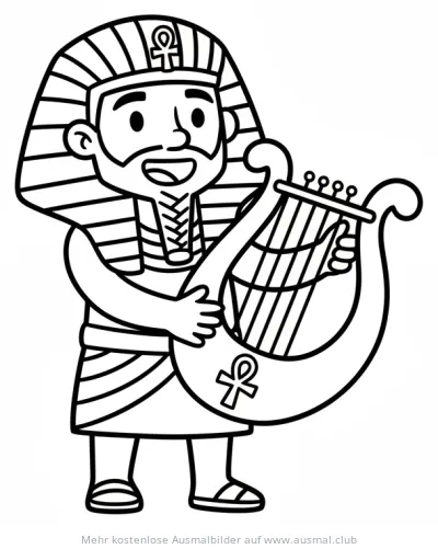 Pharao mit Harfe Ausmalbild