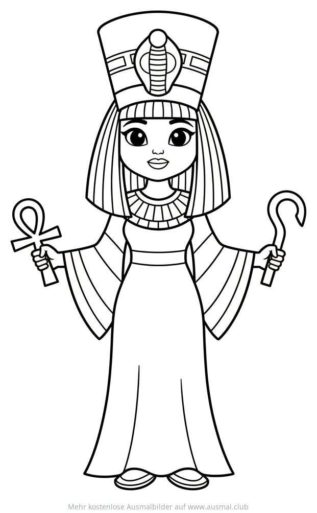 Ägyptische Königin mit Kobra-Kopfbedeckung Ausmalbild