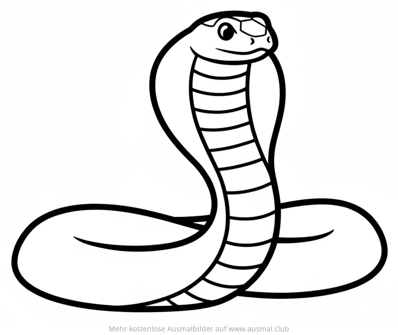 Kobra Ausmalbild mit aufgestelltem Nackenschild