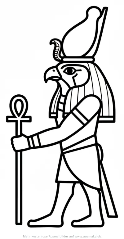 Horus, Gott des Himmels, mit Anch-Zeichen Ausmalbild