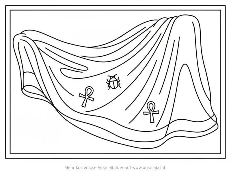 Ägyptische Leinen mit Ankh und Skarabäus Ausmalbild