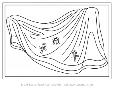 Ägyptische Leinen mit Ankh und Skarabäus Ausmalbild