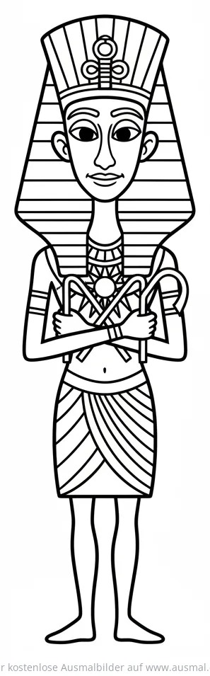 Echnaton Ausmalbild mit Krone und Herrschaftszeichen
