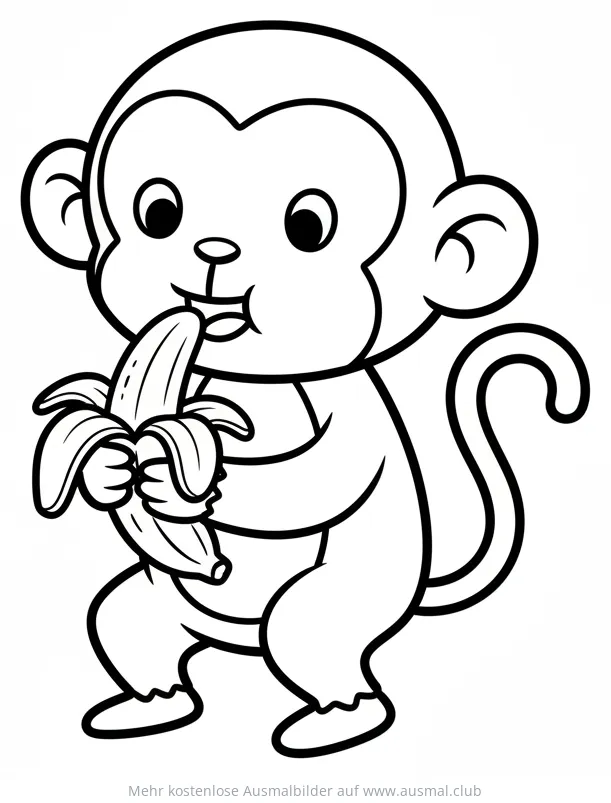 Affe isst Banane Ausmalbild