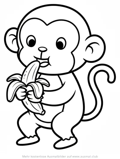 Affe isst Banane Ausmalbild