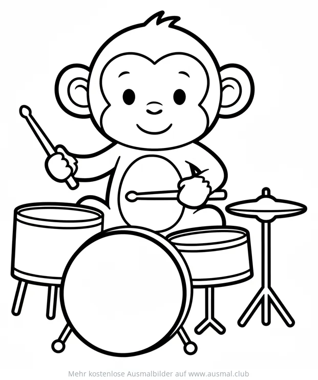 Affe spielt Schlagzeug Ausmalbild