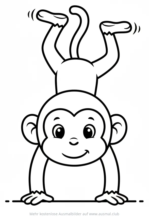 Affe macht Handstand Ausmalbild