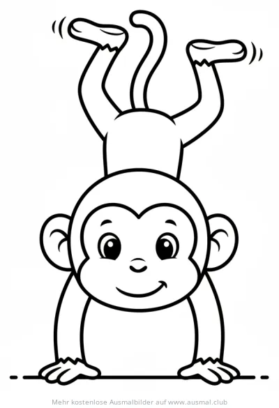 Affe macht Handstand Ausmalbild