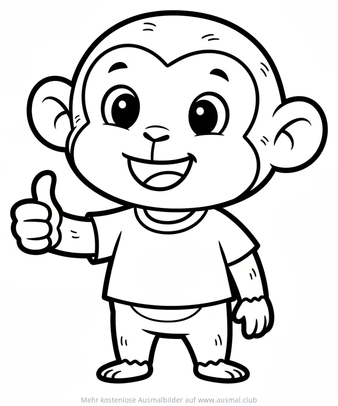 Affe mit Daumen hoch Ausmalbild