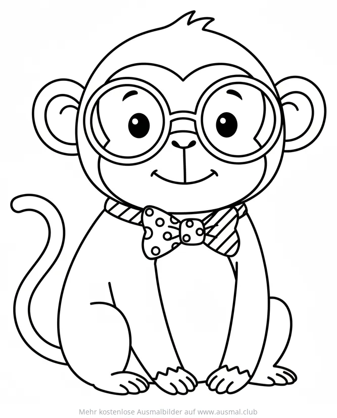 Affe mit Brille und Fliege Ausmalbild
