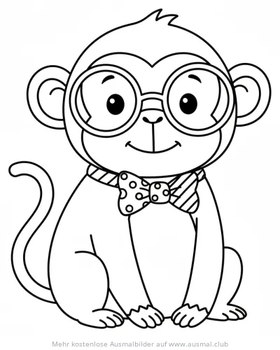 Affe mit Brille und Fliege Ausmalbild