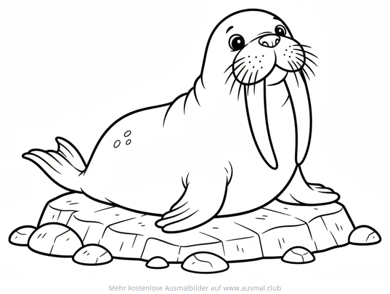 Walross sitzt auf Eisscholle Ausmalbild