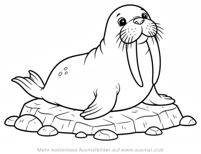 Walross sitzt auf Eisscholle Ausmalbild