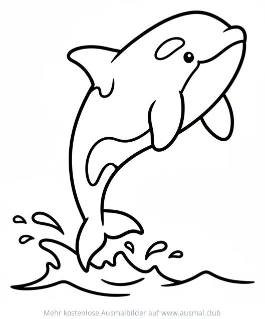 Springender Orca Ausmalbild im Ozean