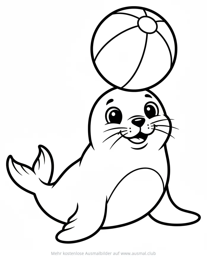 Seehund mit Ball auf der Nase Ausmalbild