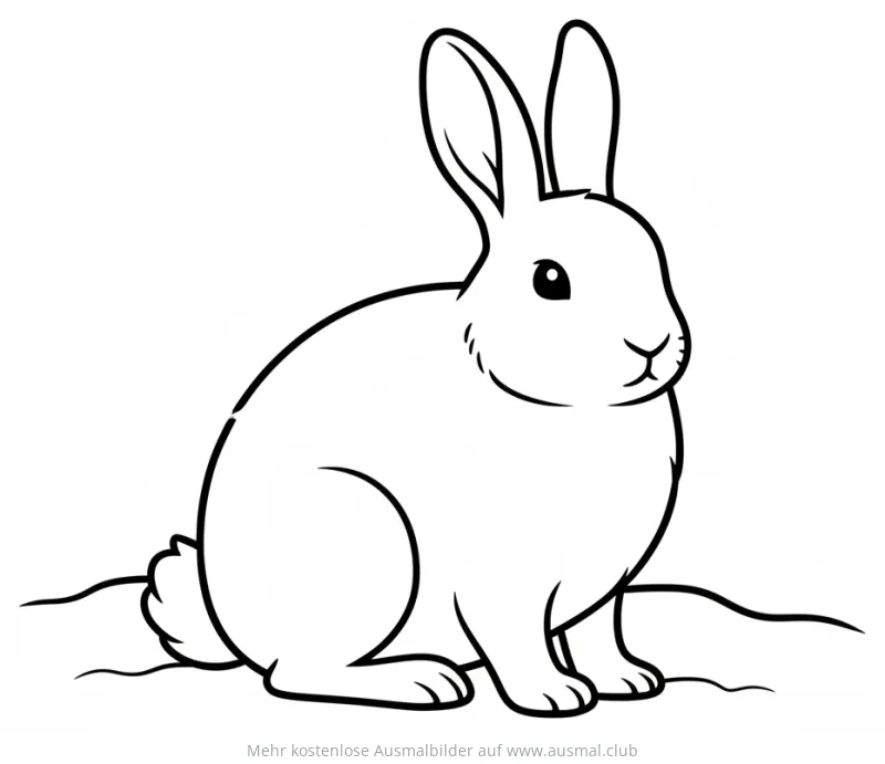 Schneehase sitzt im Schnee Ausmalbild