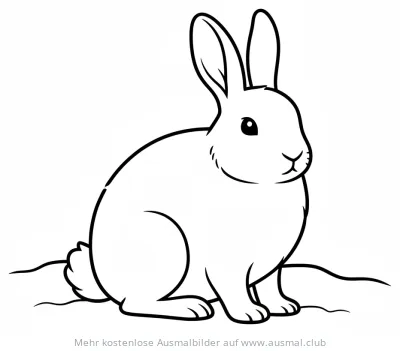 Schneehase sitzt im Schnee Ausmalbild