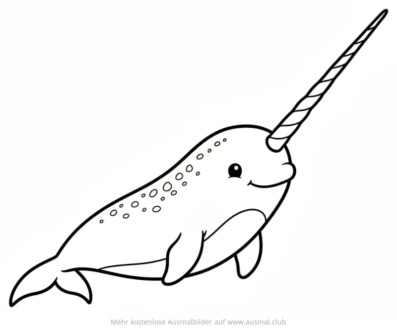 Freundlicher Narwal mit Stoßzahn Ausmalbild