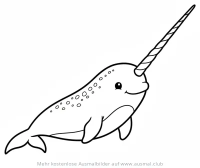 Freundlicher Narwal mit Stoßzahn Ausmalbild