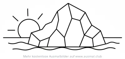 Eisberg Ausmalbild in der Arktis mit Sonne