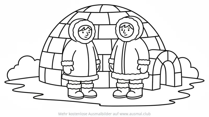 Eskimos vor Iglu Ausmalbild