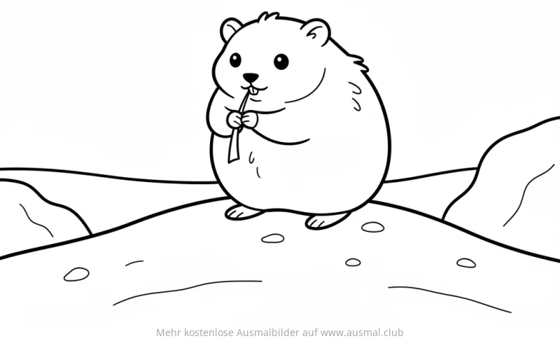 Lemming Ausmalbild beim Grashalm Knabbern