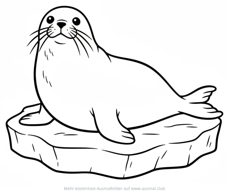 Bartrobbe auf Eisscholle Ausmalbild