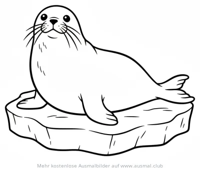 Bartrobbe auf Eisscholle Ausmalbild