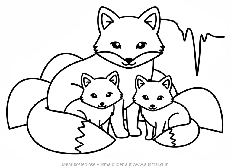 Polarfuchs Familie Ausmalbild