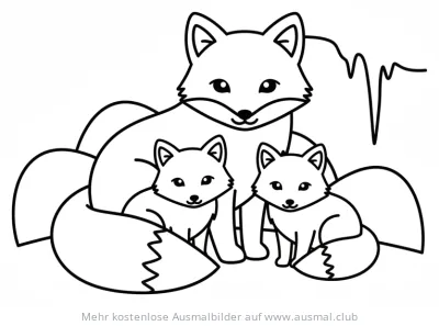 Polarfuchs Familie Ausmalbild