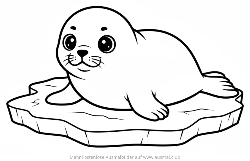 Sattelrobbe auf Eisscholle Ausmalbild