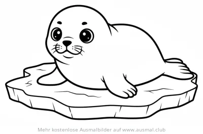Sattelrobbe auf Eisscholle Ausmalbild