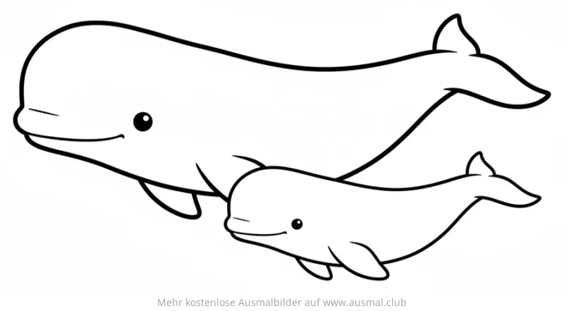 Beluga Mutter mit Kalb Ausmalbild