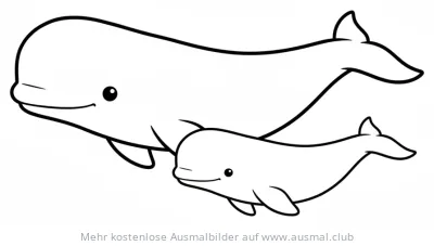 Beluga Mutter mit Kalb Ausmalbild