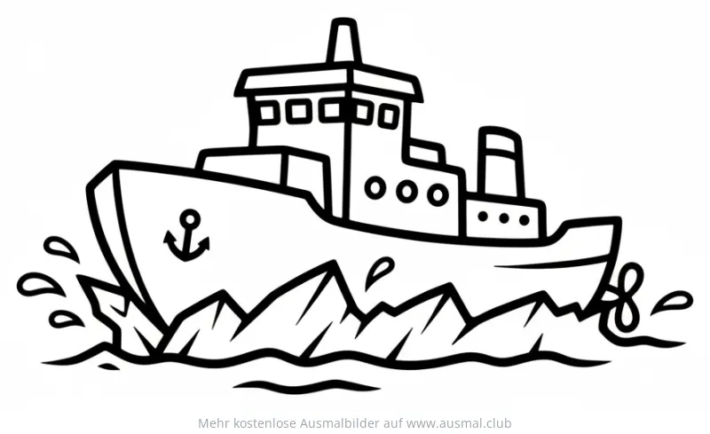 Eisbrecher Ausmalbild auf dem Meer