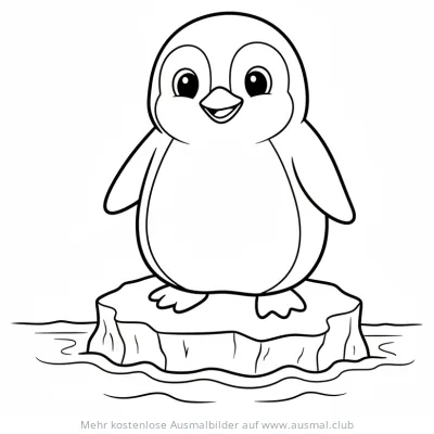 Pinguin auf Eisscholle Ausmalbild