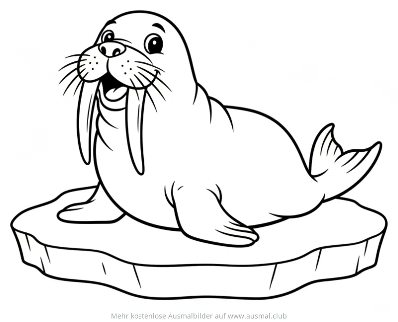 Walross auf Eisscholle Ausmalbild