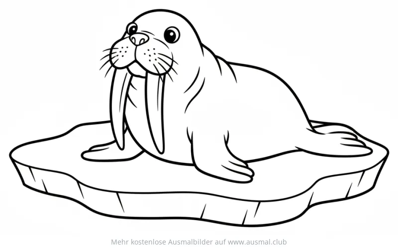 Walross auf Eisscholle Ausmalbild