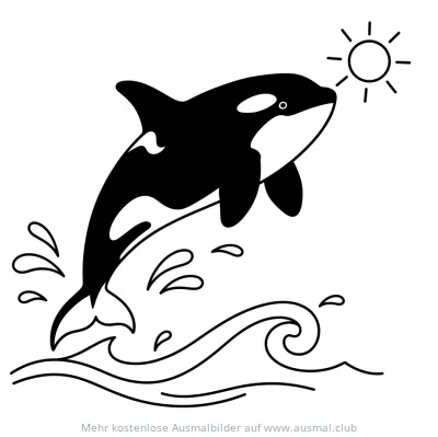 Orca springt aus dem Wasser Ausmalbild