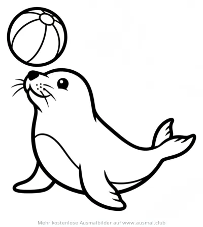 Seehund mit Ball Ausmalbild