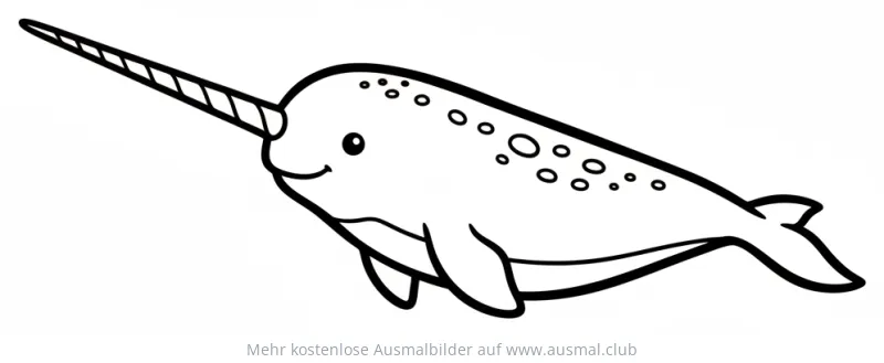 Niedlicher Narwal mit Horn Ausmalbild