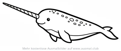Niedlicher Narwal mit Horn Ausmalbild